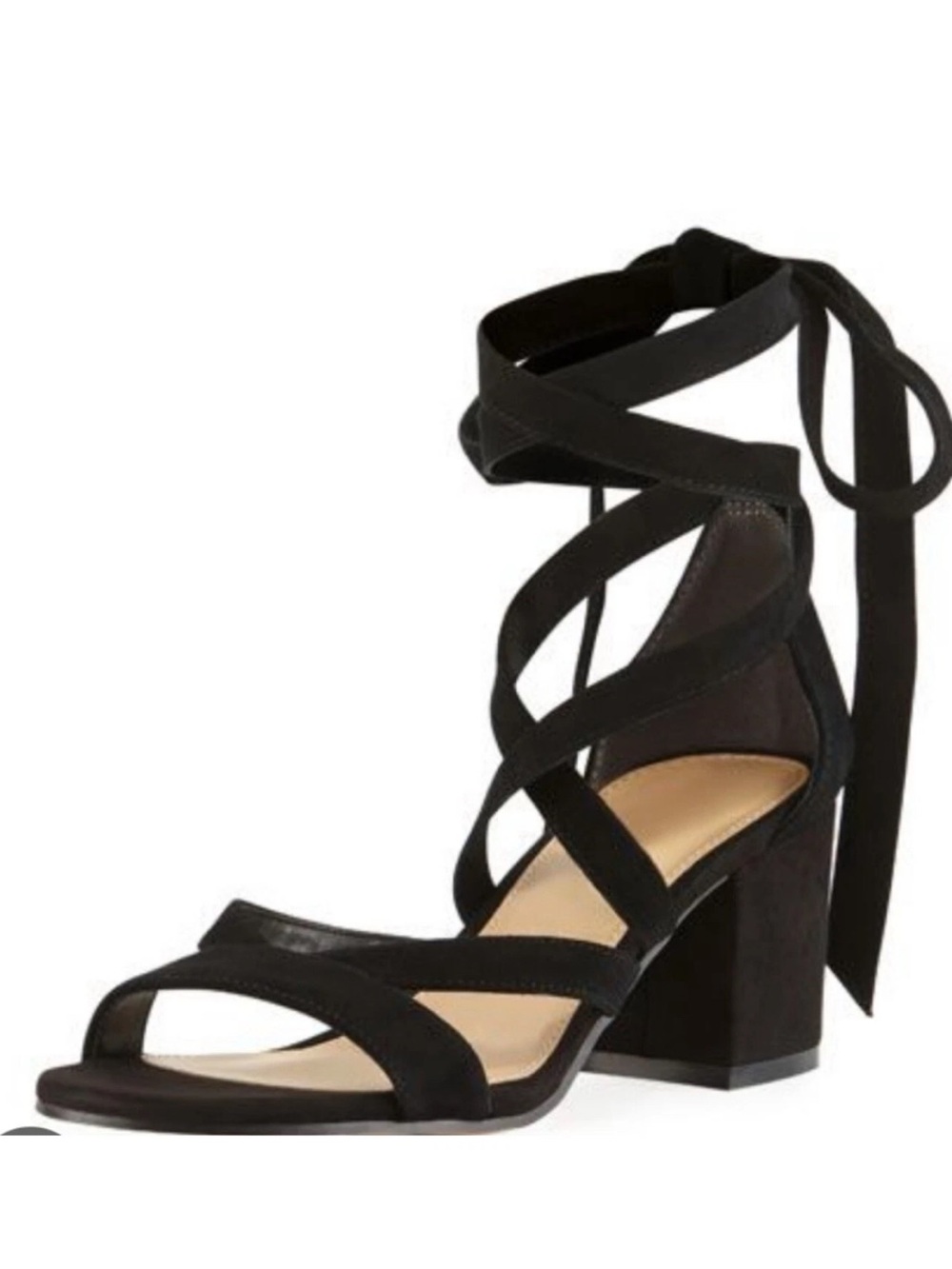 Sam Edelman Sheri Black Suede Lace Up Block Heels